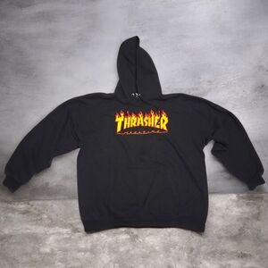 Thrasher Magazine Black Flame Logo Graphic Hoodie — Size XL (46–48)